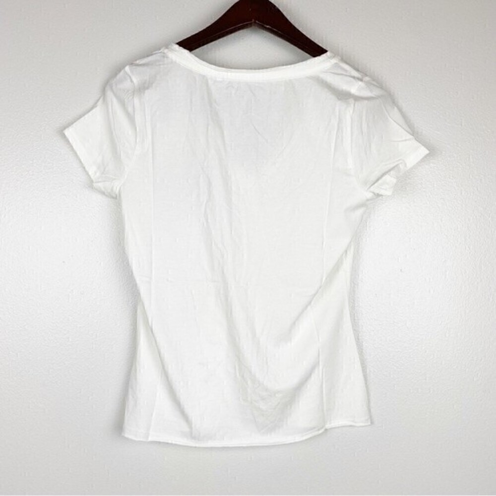 Juicy Couture Smiley Face V-Neck Short Sleeve Tee White Size S NWT - Picture 4 of 6